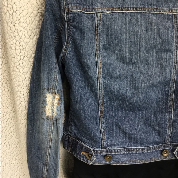 Demin Patch Stitching Distressed Small Jacket - Picture 9 of 15